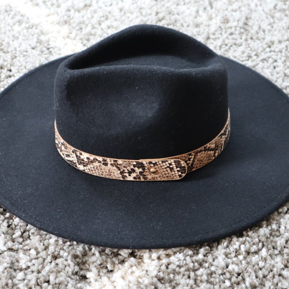 Black Flat Brim Hat